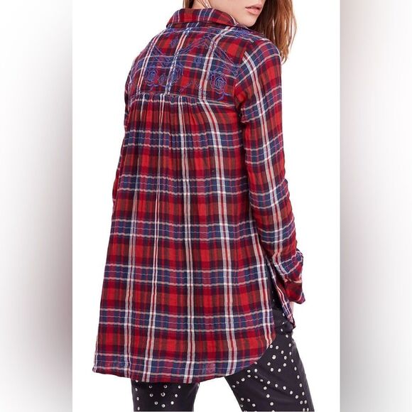Free People Women's Magical Plaid Buttondown Top - Picture 5 of 10